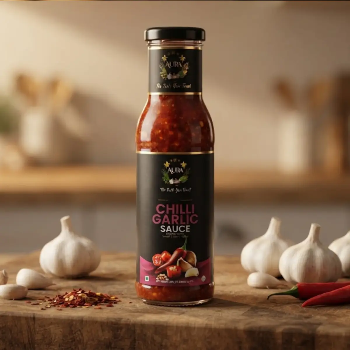 Spices Aura Hot – Chilli Garlic Sauce – 400ml | Spicy Garlic Condiment