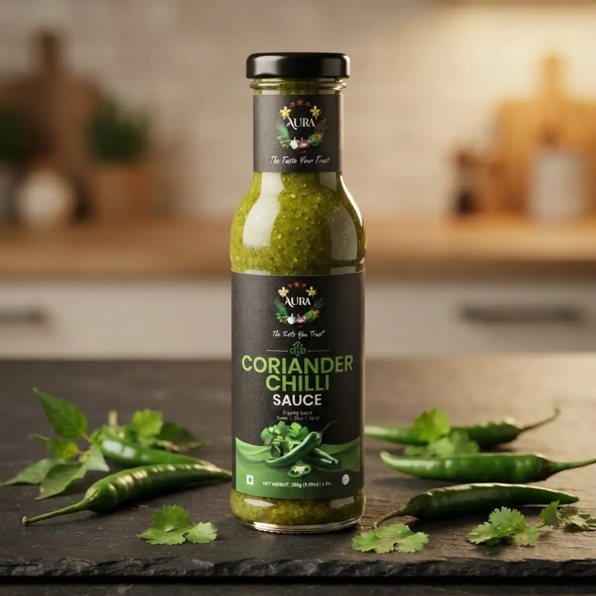 Spices Aura Premium – Coriander Chilli Sauce – 280g | Zesty Dipping Sauce & Marinade