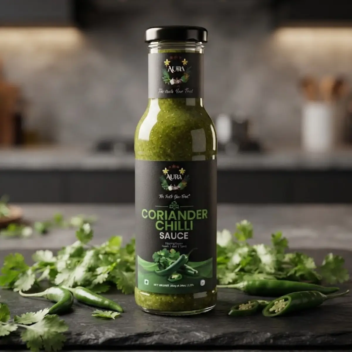 Spices Aura Premium – Coriander Chilli Sauce – 400ml | Zesty Dipping Sauce & Marinade